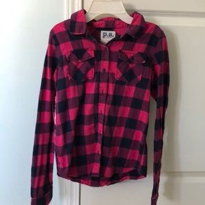 Dark pink and black flannel shirt